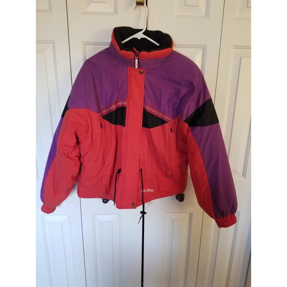 Vintage 90s Ski Doo Ski-doo Bombardier jacket parka color block red purple black